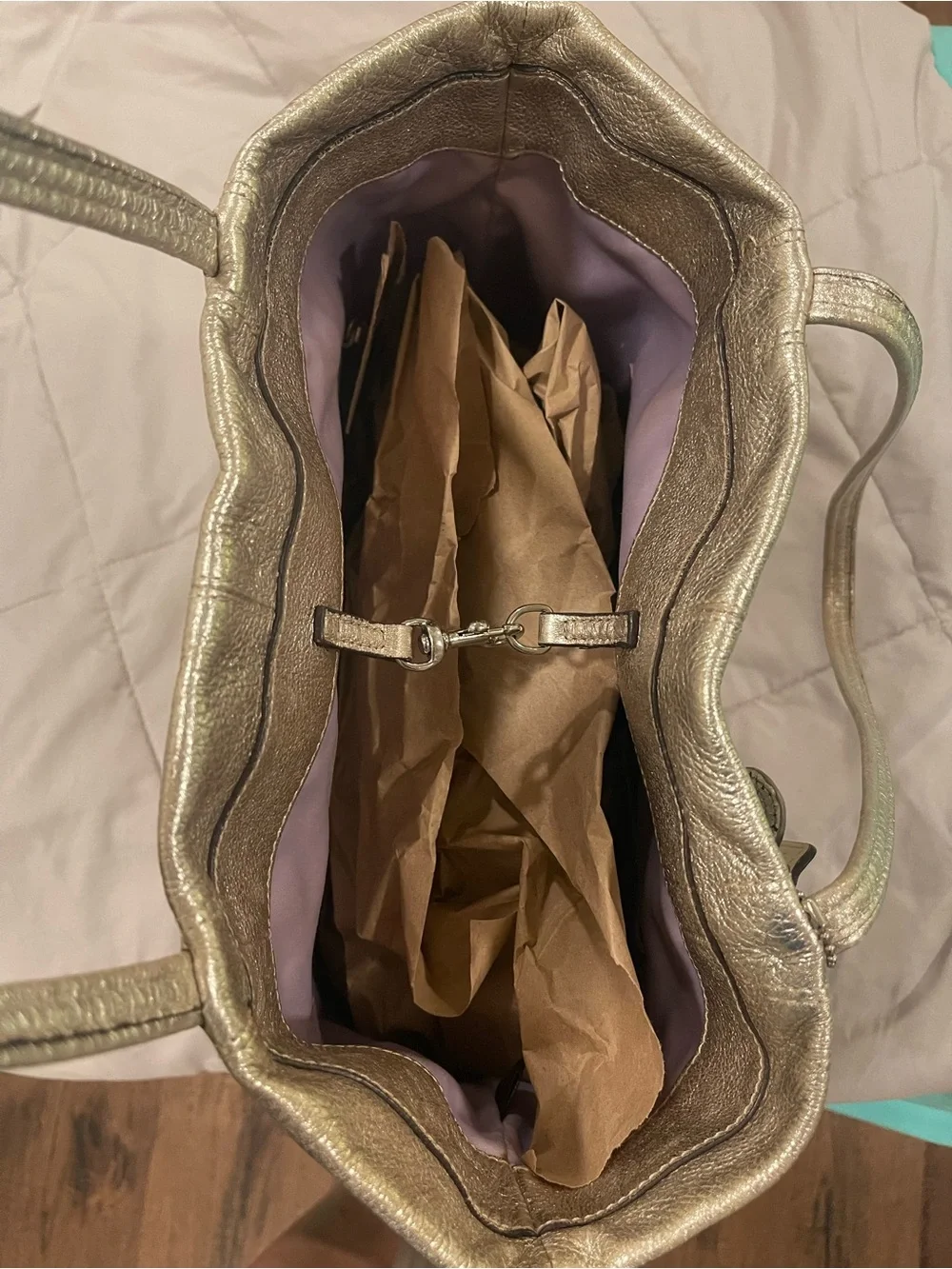 Coach JulieOp Art Tan Signature Tote/ Silver Metallic Trim❤️‍🔥needs lil clean
